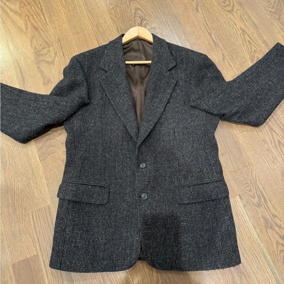 Vintage Harris Tweed sport coat blazer jacket 41R gray academia scholar - Picture 10 of 14